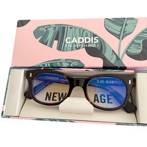 Caddis Eyewear Unisex Bixby Brown Blue Light Square Reading Glasses 2.00